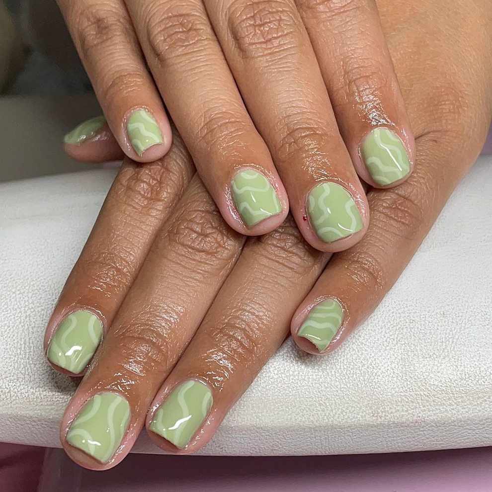 Milky mint nails