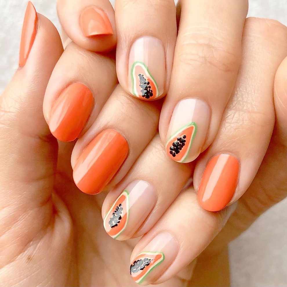 uñas tutti frutti papaya